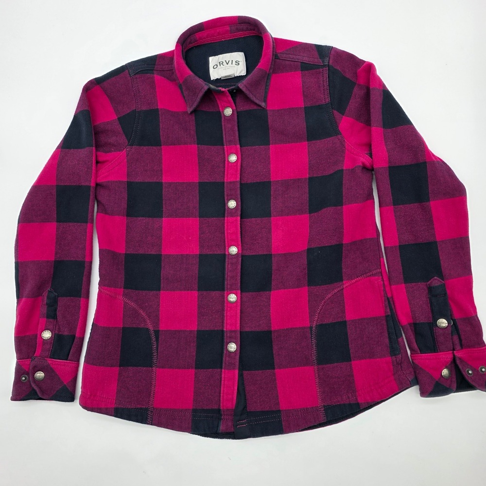 Cabincore Flannel Shirt Women S Pink Black Buffalo Plaid Fleece Lined Snap Front